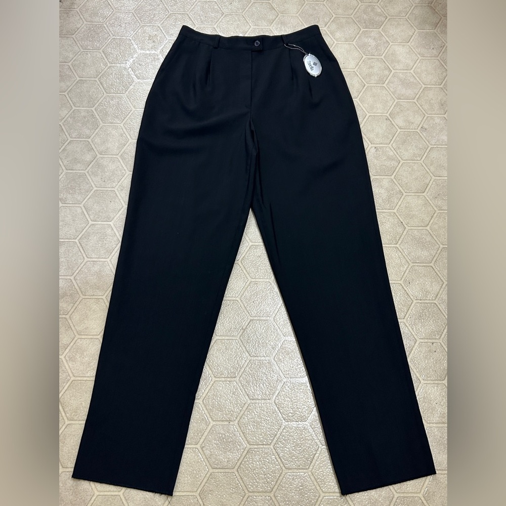 Y2K Vintage NWT Women’s 12 Zanella ANNA Black 100% Wool Pleated Pants